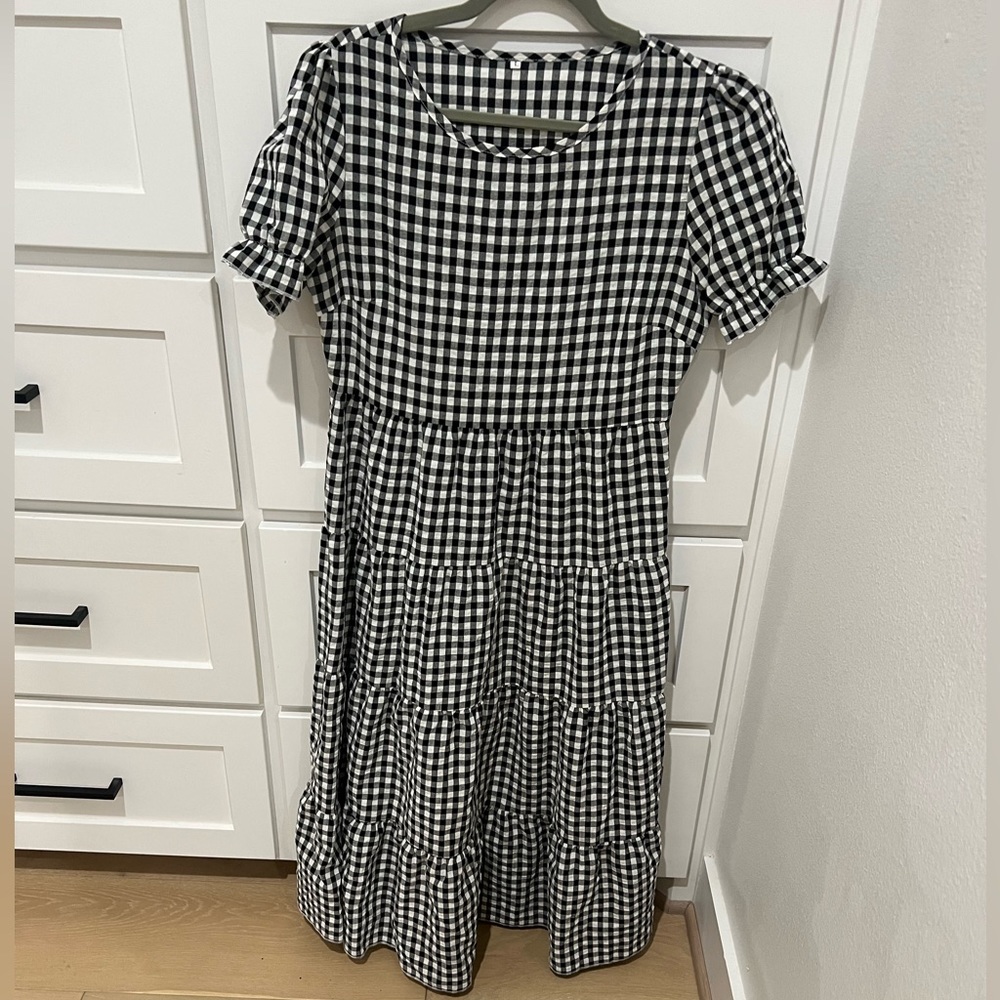 Black & White Gingham midi dress